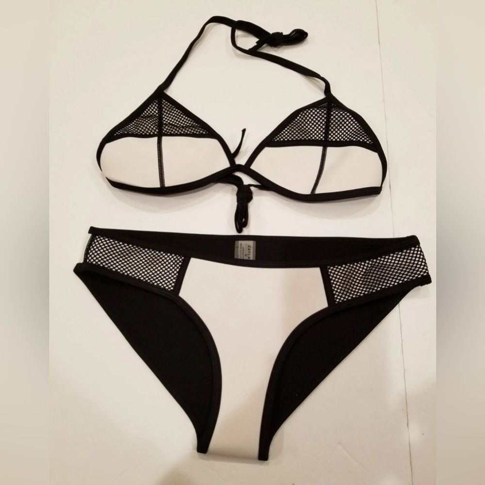 Zaylahs Women Halter Neoprene/ Mesh  Bikini  Set